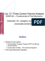 Lec. 5.1 Finite Control Volume Analysis: Instructor: Dr. Liangzhu (Leon) Wang Concordia University