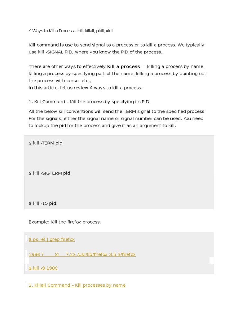 4 Ways To Kill A Process | PDF