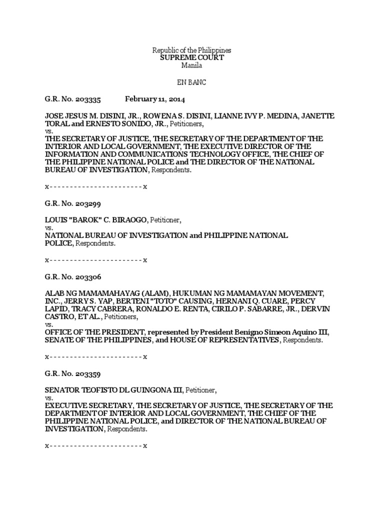 Disini v secretary of justice g r no 203335 feb 11 2014 pdf