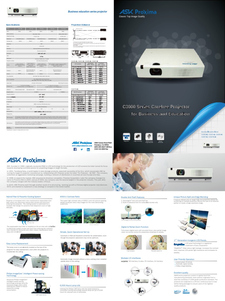 164 Brochure Portable Projector c3000 | PDF | Technology & Engineering