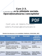 Curs 2-3. Masurarea in Stiintele Sociale. Operationalizarea Conceptelor