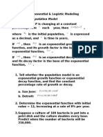 Exponential Population Model: T) P P R