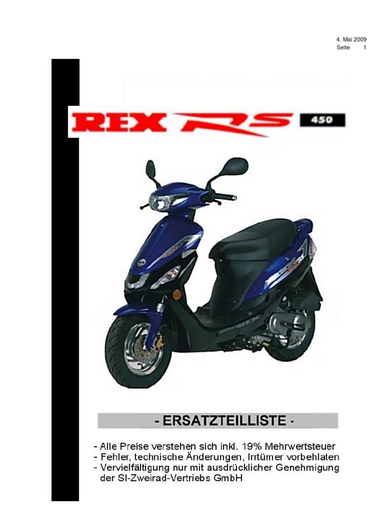 Ersatzteilliste Rex Motor Roller | PDF