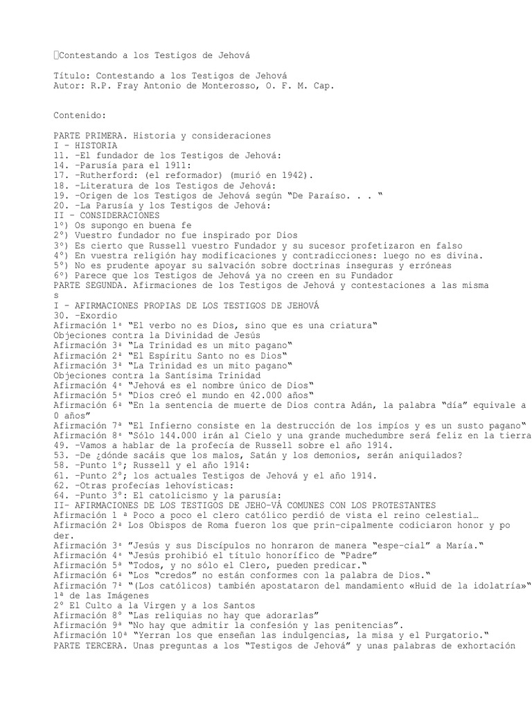 Contestando a Los Testigos de Jehová Tetragrammaton