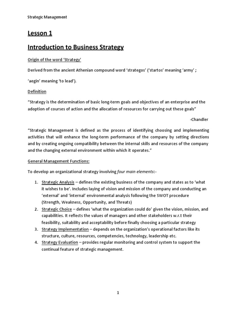 Introduction to Strategic Management | PDF | Strategic Management ...
