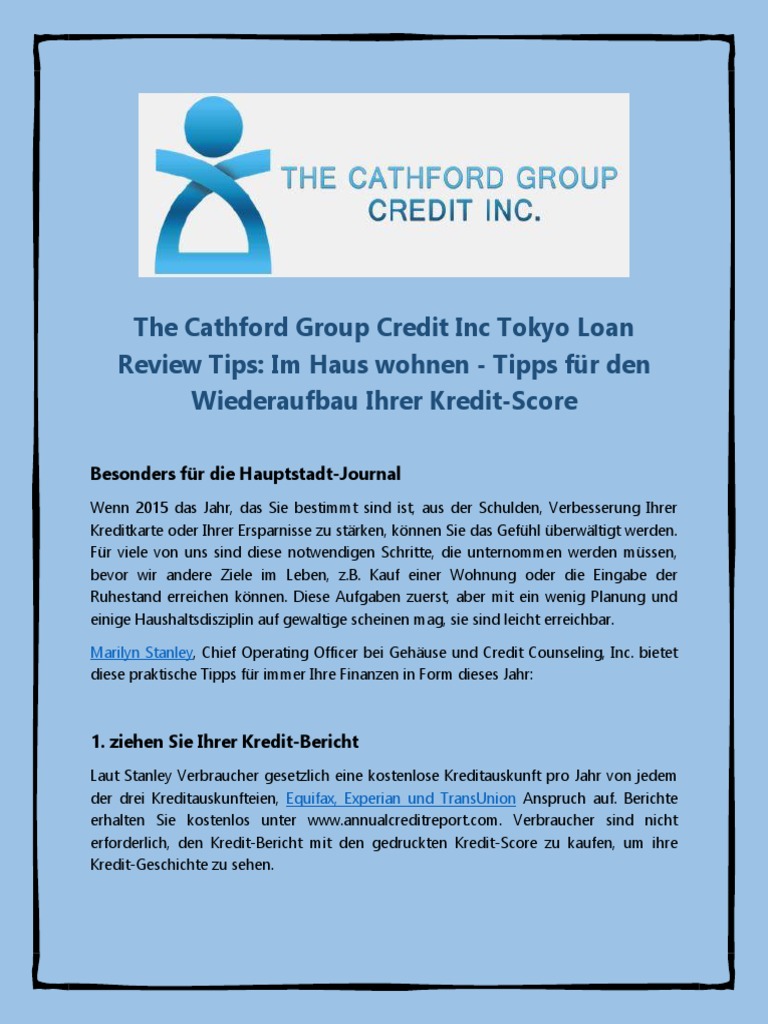 The Cathford Group Credit Inc Tokyo Loan Review Tips Im Haus
