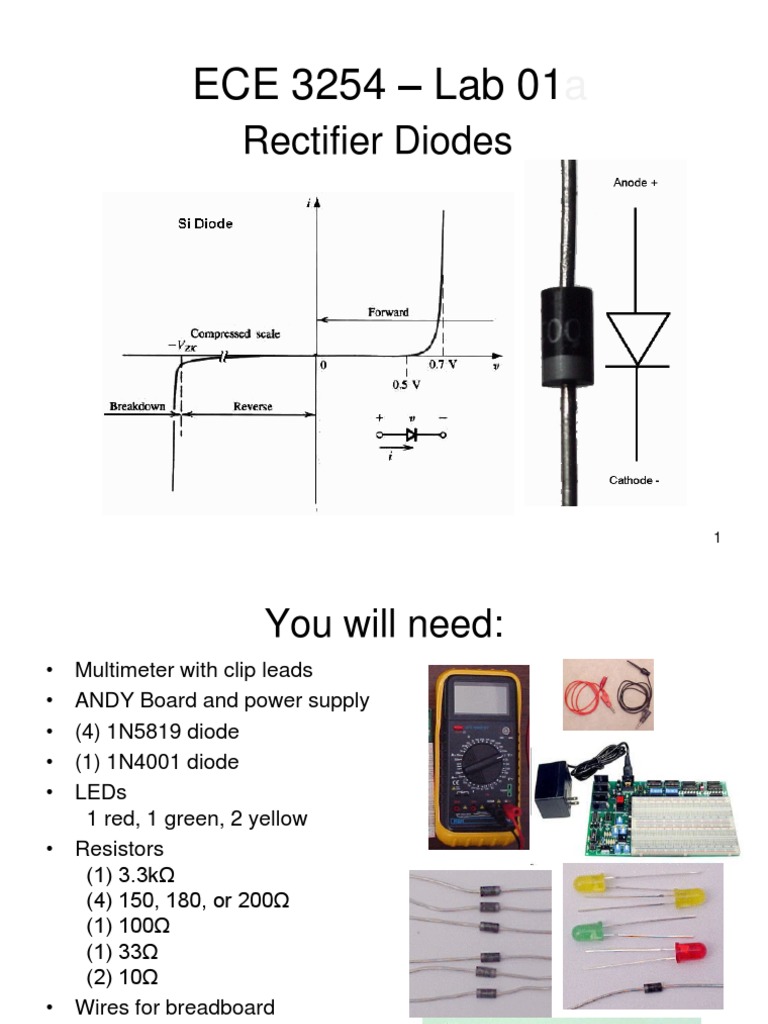ECE3254 Lab01 Diodes Notes PDF Diode Light Emitting Diode