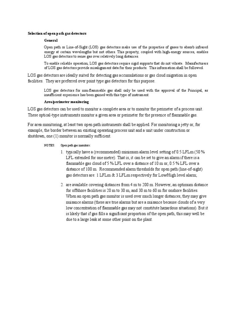 Selection of Open Path Gas Detectors | PDF | Science & Mathematics ...