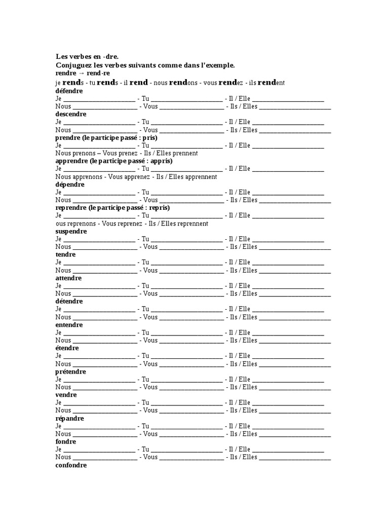 Conjugaison des verbes en -dre | PDF | Arts du langage et discipline