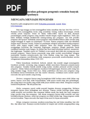 Punca Kemunculan Golongan Pengemis Semakin Banyak Dan Kesan Daripadanya Pdf