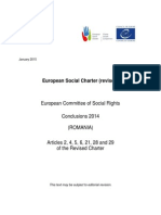 Raportul Comitetului European Asupra Drepturilor Sociale În România - Ianuarie 2015