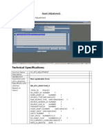 Technical Specifications:: User Form Name: Asset Adjustment