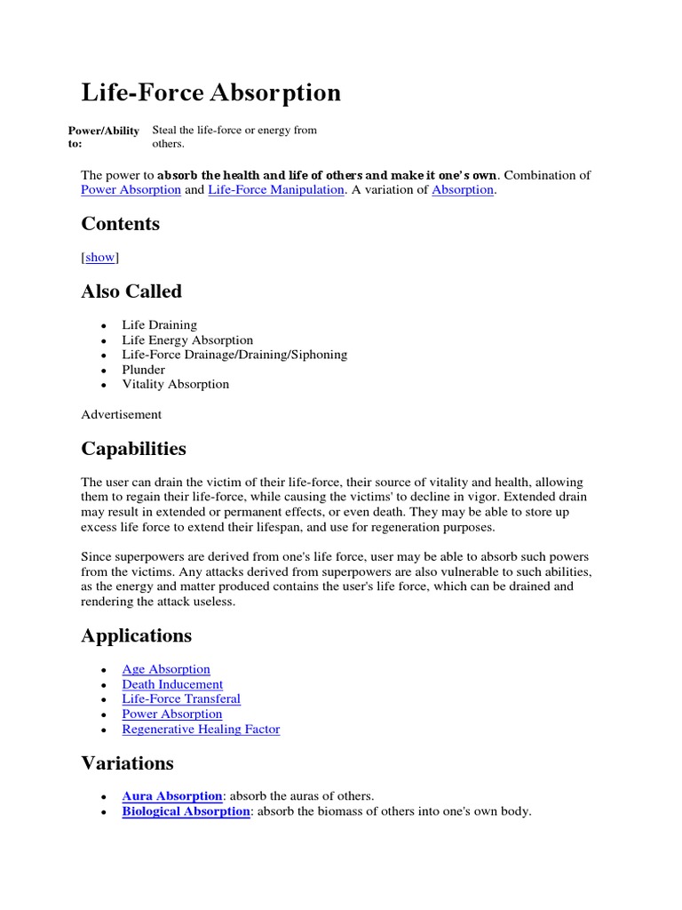 Life Force Absorption | PDF | Self-Improvement | Science & Mathematics