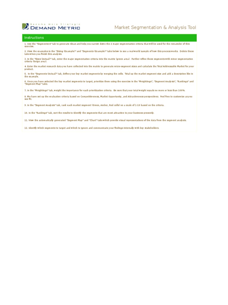 Market Segmentation and Analysis Tool Updated | PDF | Market ...