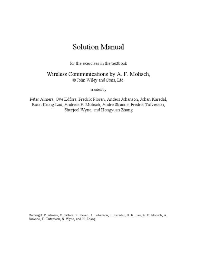 Solution manual- Wireless Communications Molisch | Signal To Noise Ratio |  Decibel