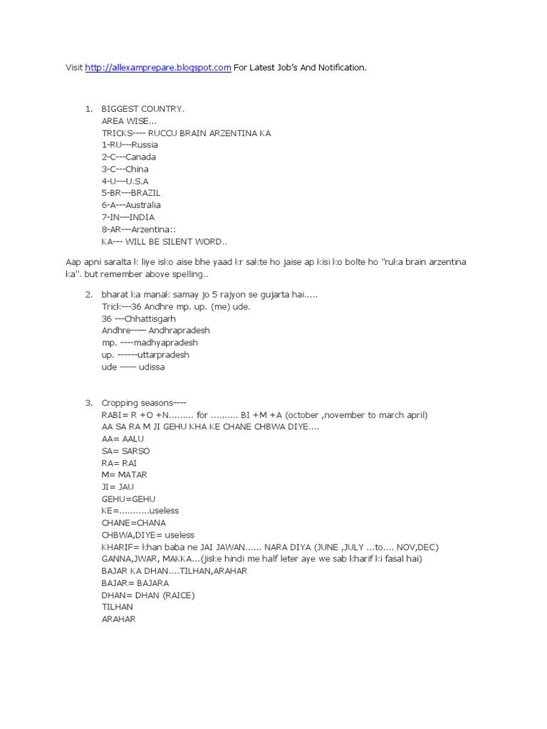 General Knowledge Tricks for Exams | PDF | Business