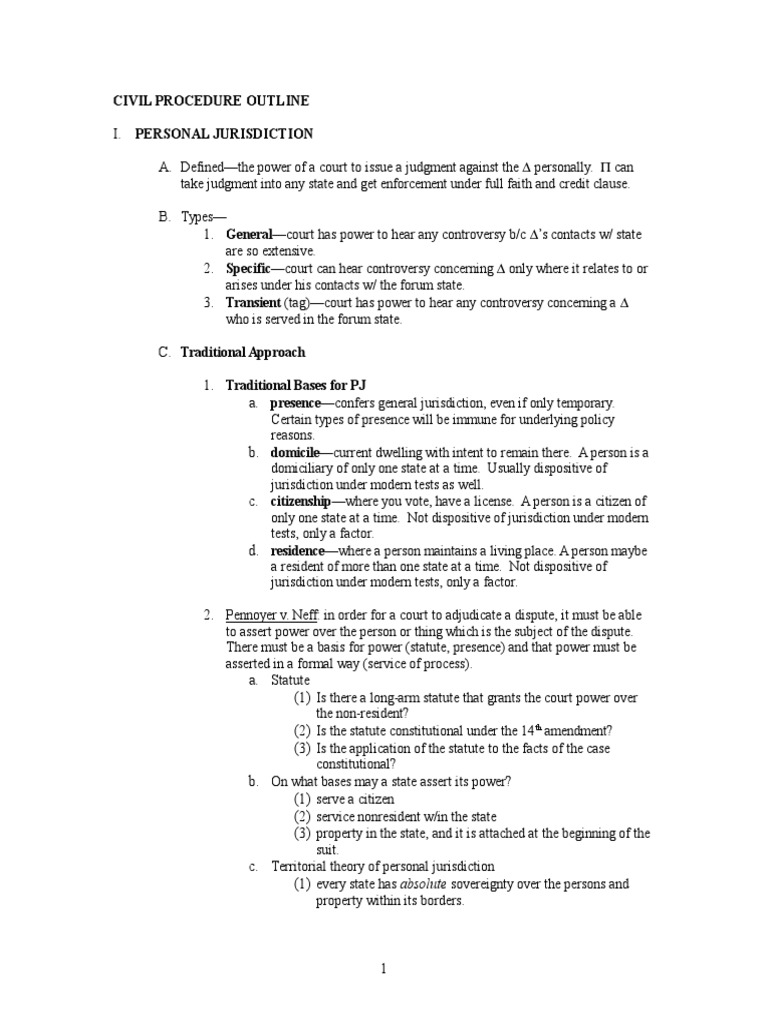 Civil Procedure Outline Misc 3 PDF Diversity Jurisdiction