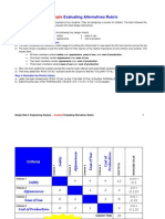 evaluating alternatives rubric example