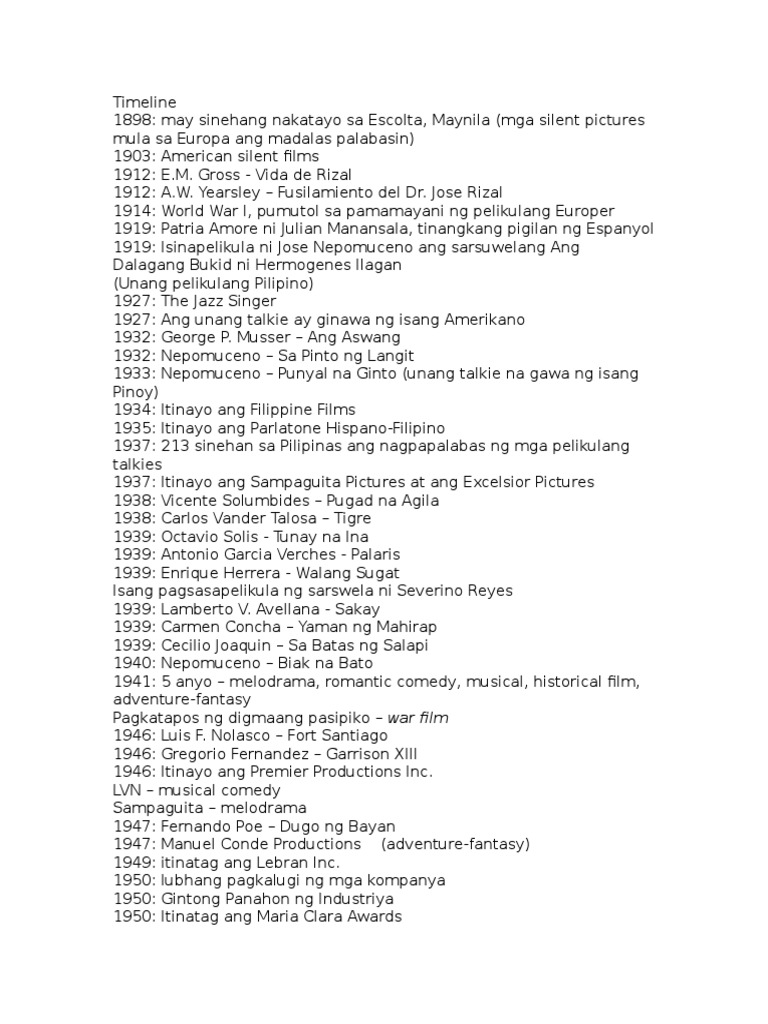 Fil Timeline (Pelikula) | PDF