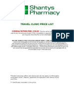 Travel Clinic Price List Shantys Su