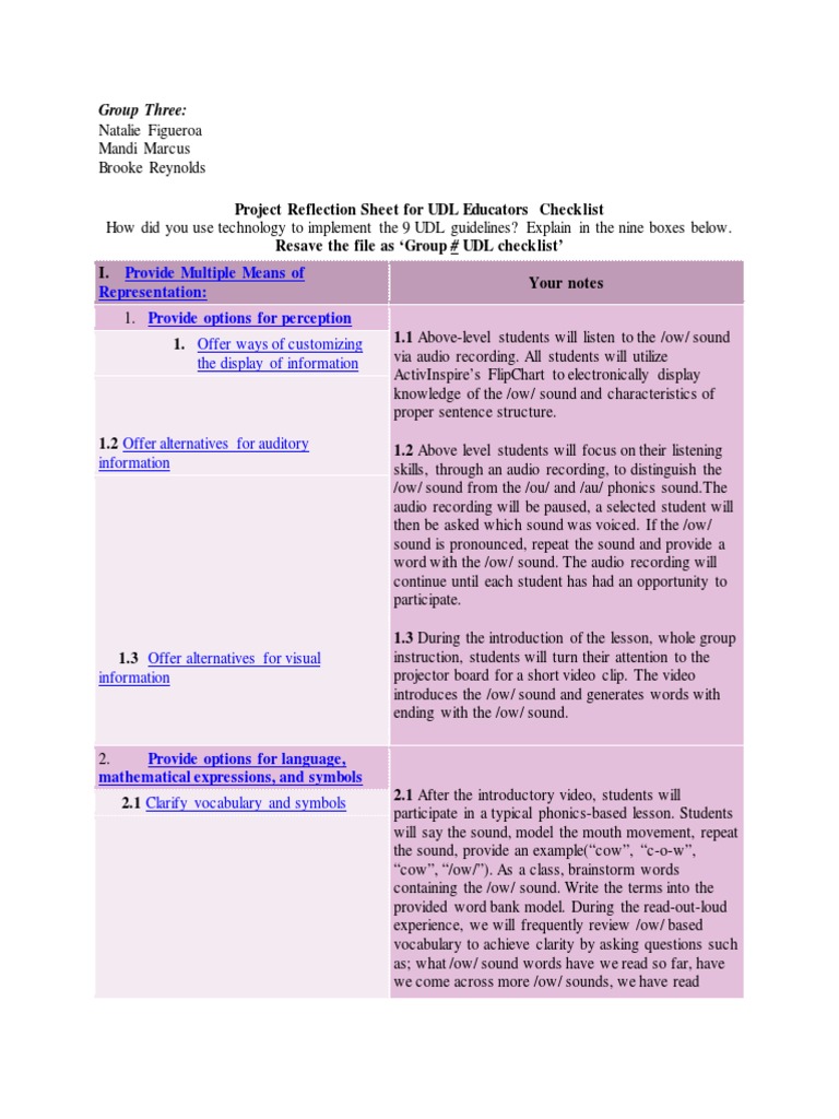 udl lesson plan Phonics Educational Assessment