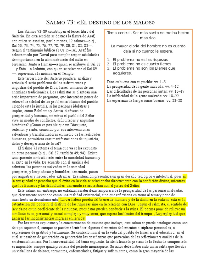 Salmo 73 | PDF | Salmos | Fe