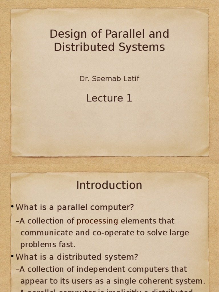 Design of Parallel and Distributed Systems: Dr. Seemab Latif | Download ...