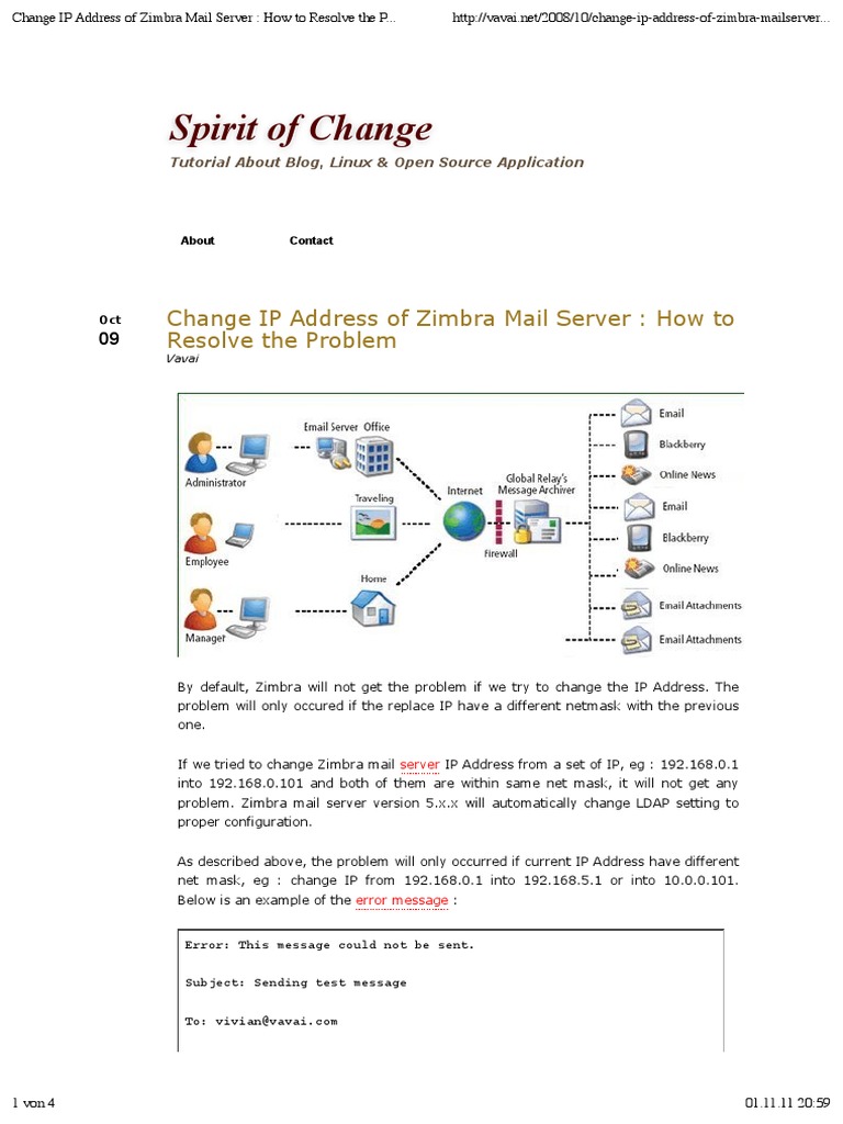 Zimbra Change IP Address 1 PDF Ip Address Protocols