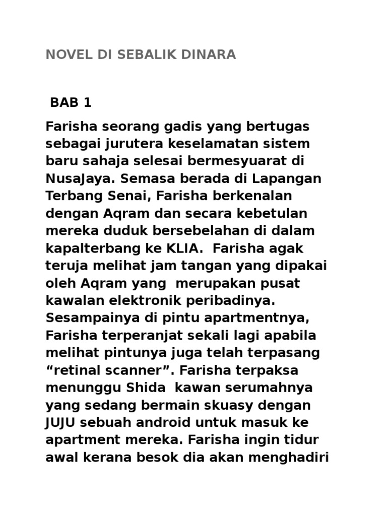 Novel Di Sebalik Dinara Novel Di Sebalik Dinara