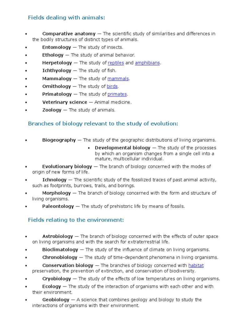 Fields of Biology2 PDF Zoology Biology