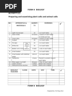 Form 4 Biology Activity 2.1 Preparing and Examining Plant Cells and Animal Cells