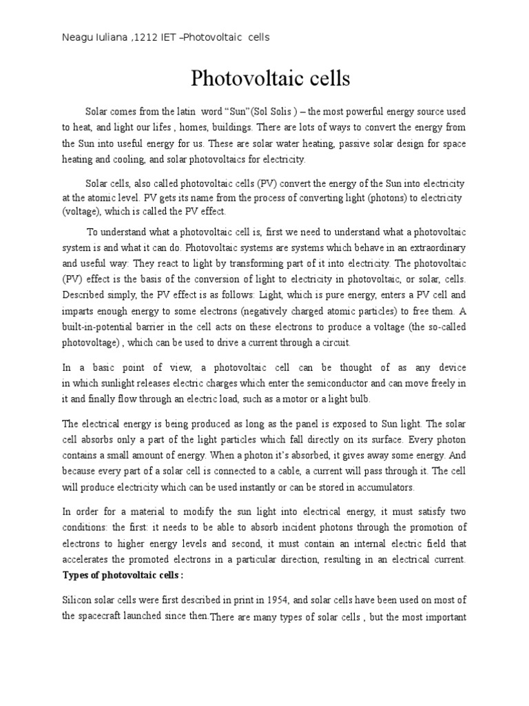 Solar cell Essays