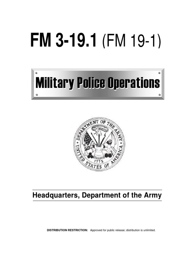 FM 3 19.1 Military Police Operations Field ManualManual | PDF ...