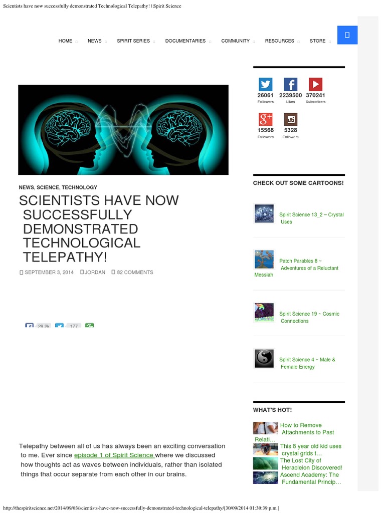 Technological Telepathy Breakthrough | PDF | Consciousness | Telepathy