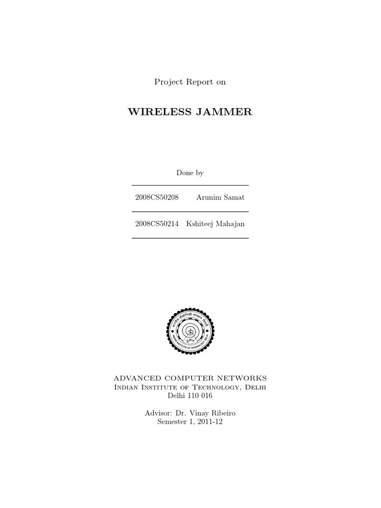 Wireless Jammer: Project Report On | PDF | Ieee 802.11 | Wireless Lan
