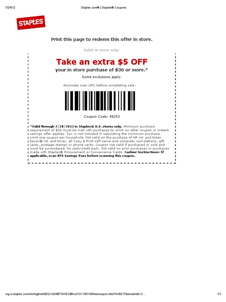 Take An Extra $5 OFF: Print This Page To Redeem This Offer in Store | PDF