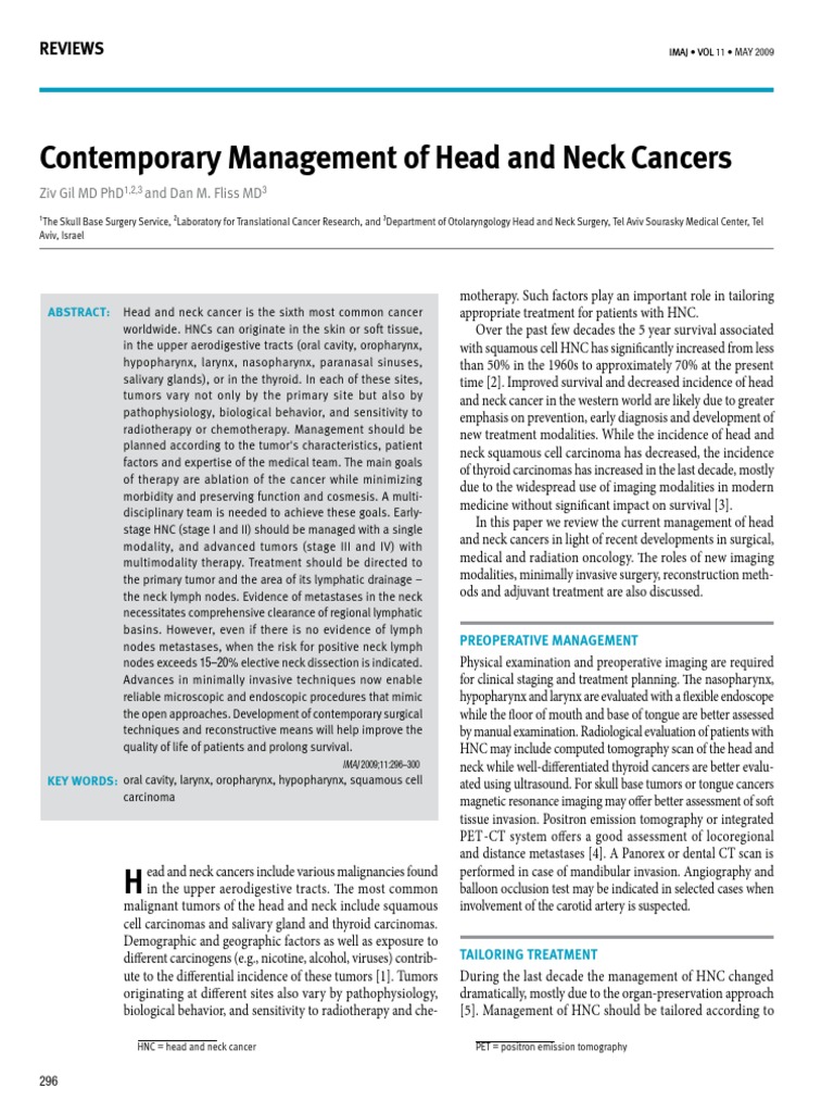 Management of Head and Neck Cancers | PDF | Head And Neck Cancer ...