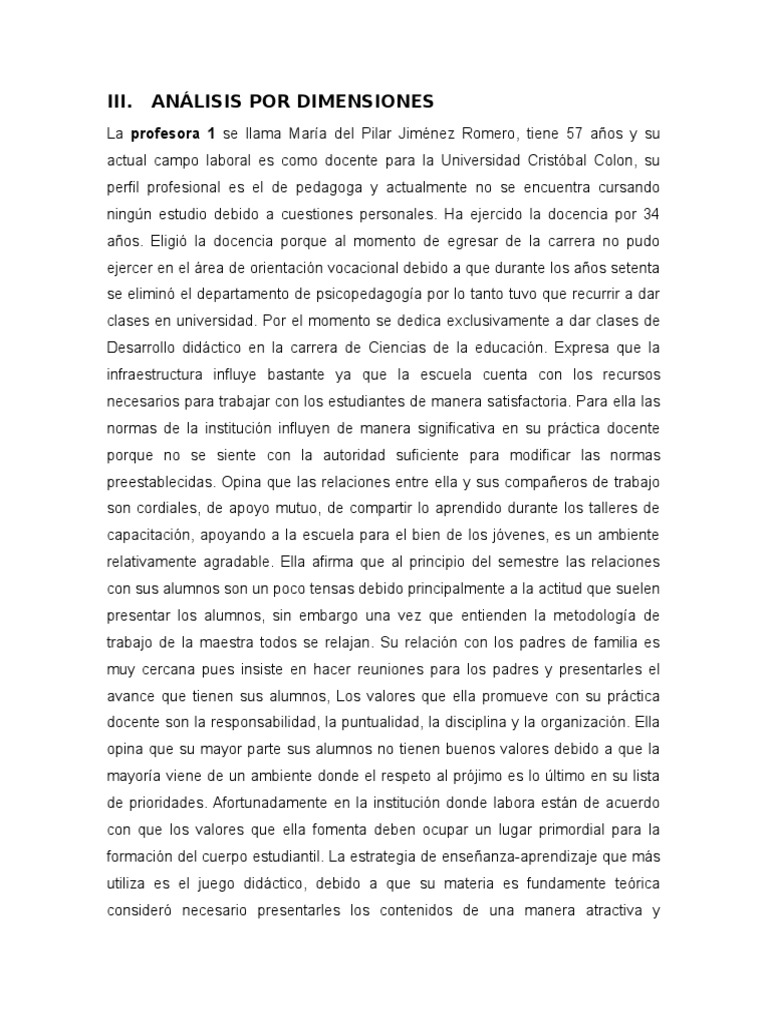 Análisis Por Dimensiones | PDF | Maestros | Aprendizaje