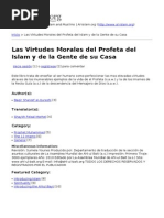 Las Virtudes Morales Del Profeta Del Islam y de La Gente de Su Casa