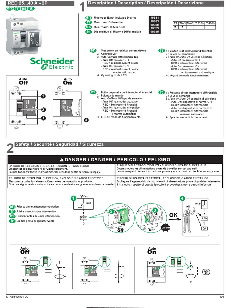 Schneider Electric 18683 Interruptor Diferencial Red, 2P, 40 A