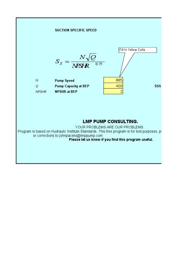 LMP Pump Consulting Suction Specific Speed Calculation PDF