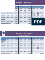 Academic Calendar 2015: (Foundation Programme)