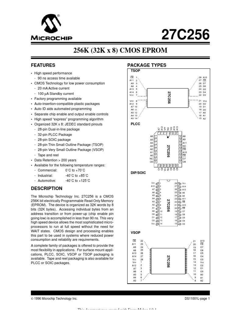 27C256 EPROM Datasheet Overview | PDF | Computer Hardware ...