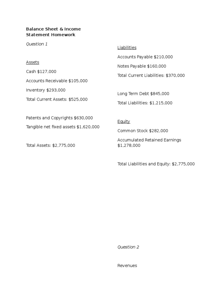 Balance Sheet and Income Statement | PDF