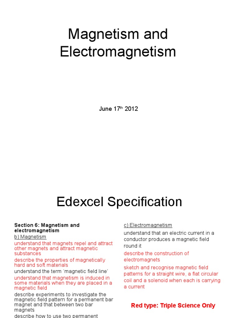 Magnetism and Electromagnetism Guide | PDF | Magnetic Field | Magnet