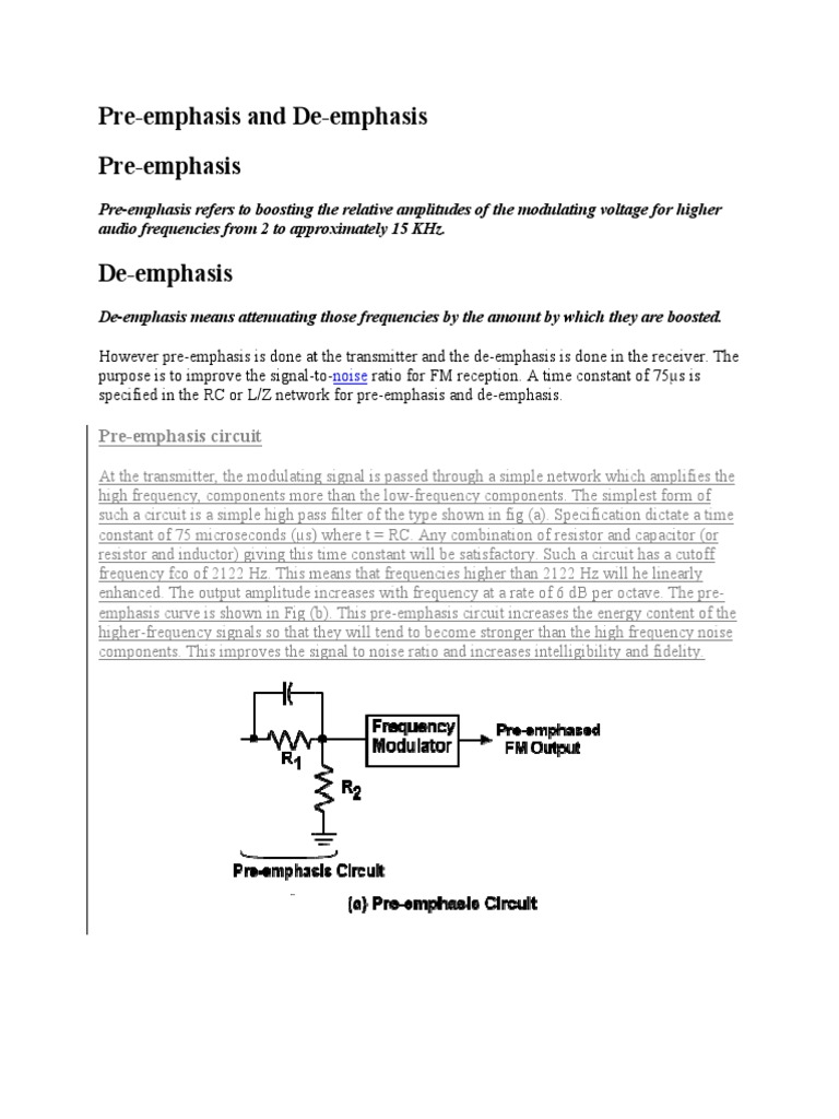 PreEmphasis and de PreEmphasis Emphasis and DeEmphasis PDF