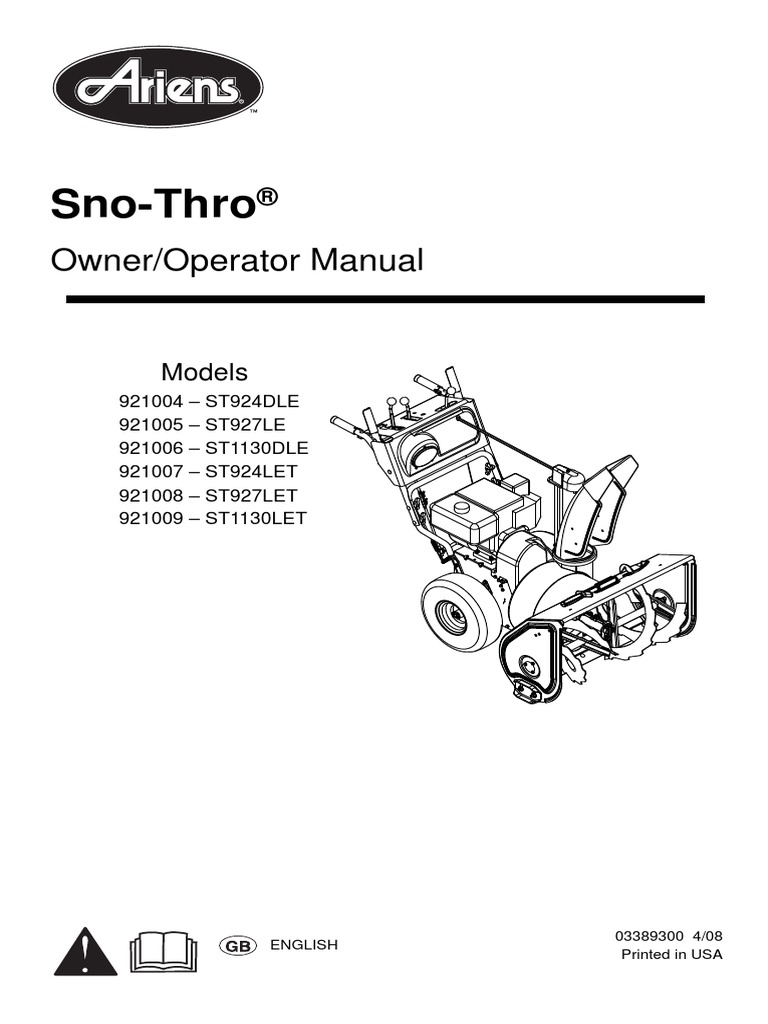 ARIENS ST824LE SNOWBLOWER MANUAL PDF FREE DOWNLOAD intelligence overview