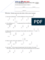 Third Periodical Examination in Math 6