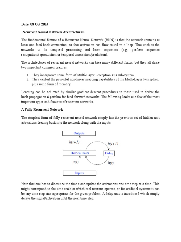 Date: 08 Oct 2014 Recurrent Neural Network Architectures | PDF ...