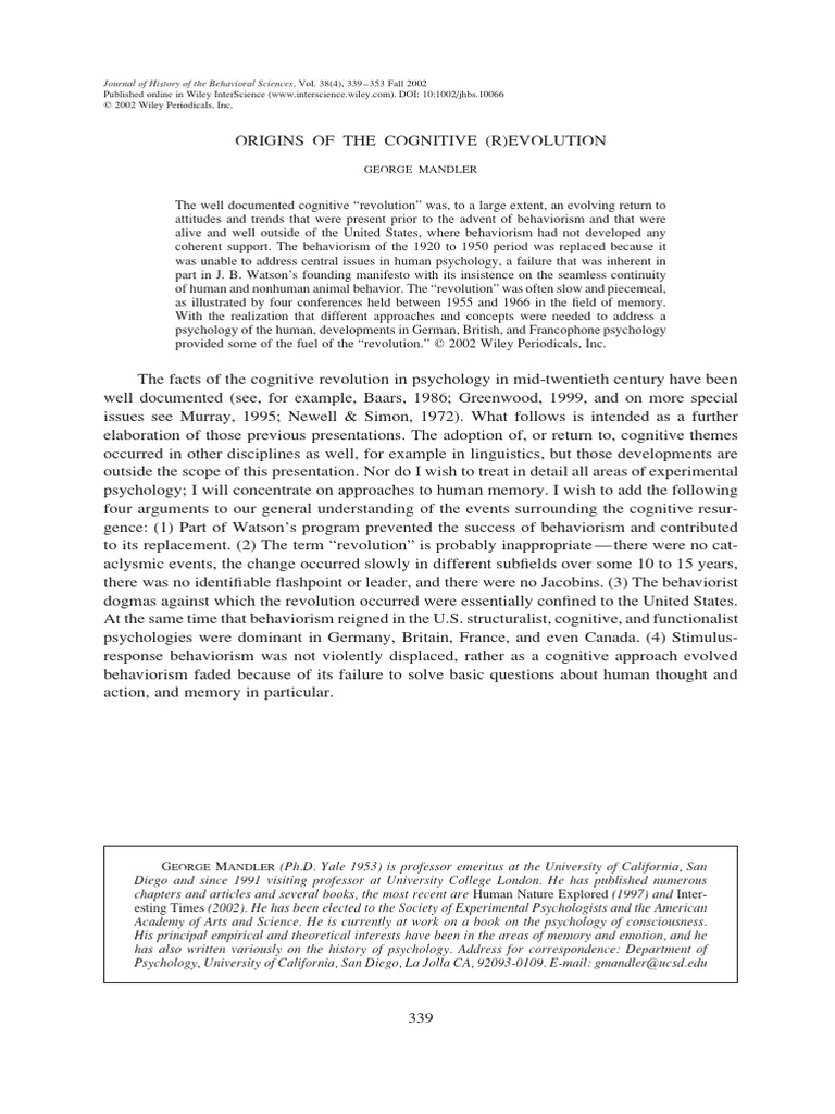Cognitive Revolution in Psychology Explained | PDF | Behaviorism ...